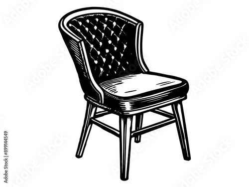 A classic chair design featuring a backrest and a seat.