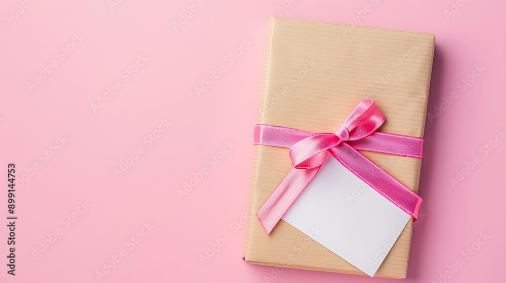 Blank note book and gift box on pink background Blank note book and gift box on pink background