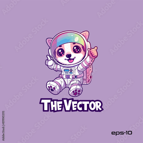 Astronaut dog logo, vector, mascot, character, cartoon, illustration