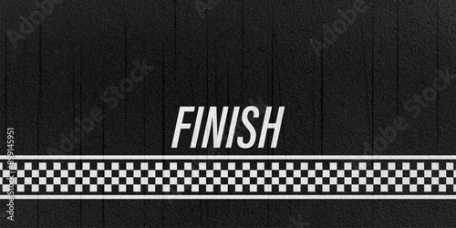 Finish line racing background top view,Textured asphalt with finishing line.	