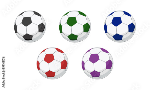 Colorful set of soccer balls. 