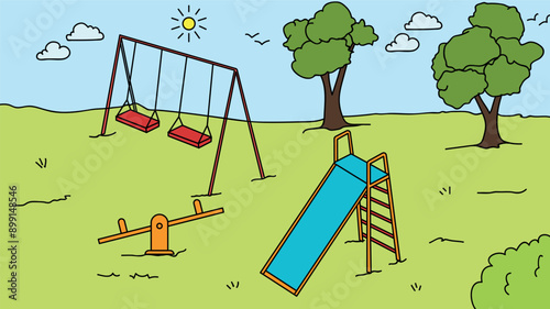 Park scenery vector design. Vector art and graphics.