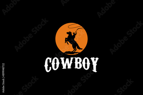 Vintage Cowboy texas rodeo style logo design