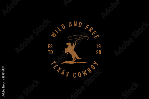 The Cowboy logo in vintage style. Hat cowboy logo vector.