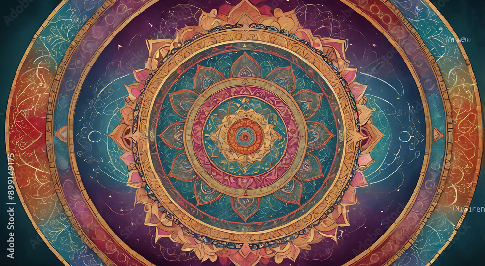 A digital illustration of a Vastu mandala, used for meditation and spiritual focus, with intricate patterns and vibrant colors, with space for text. A digital illustration of a Vastu mandala, used for meditation and spiritual focus, with intricate patterns and vibrant colors, with space for text.