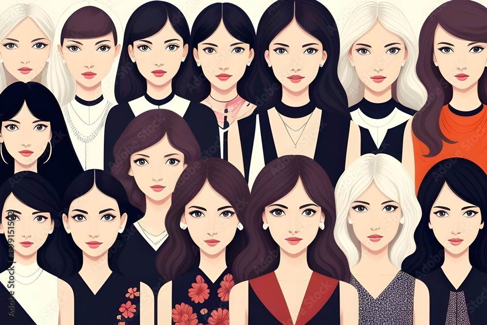 illustration of vector Women, girl, group, diversity, different races, collage, confidence, girl power, people, fashionable, human, confidence, power, people, fashionable, human, empowerment illustration of vector Women, girl, group, diversity, different races, collage, confidence, girl power, people, fashionable, human, confidence, power, people, fashionable, human, empowerment