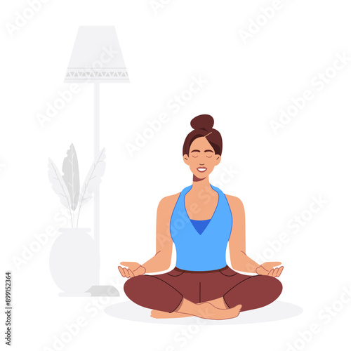 A half lotus pose illustration designed in flat style 

