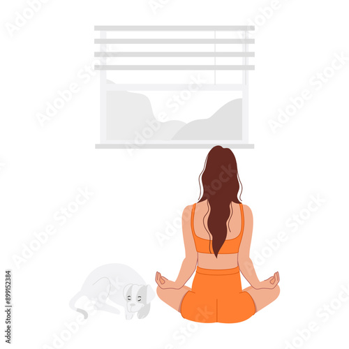 A lotus pose flat style illustration 

