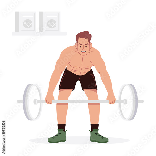 A weightlifting illustration designed in flat style 

