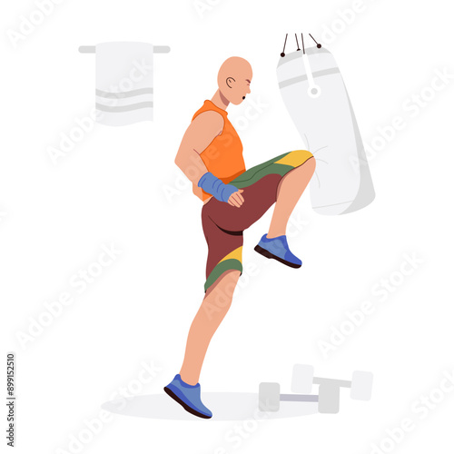 A flat style illustration of standing crunches 

