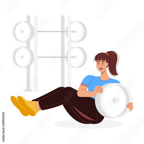 A thrust barbell flat style illustration 


