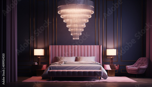 Elegant Hollywood glam bedroom crystal chandelier 
