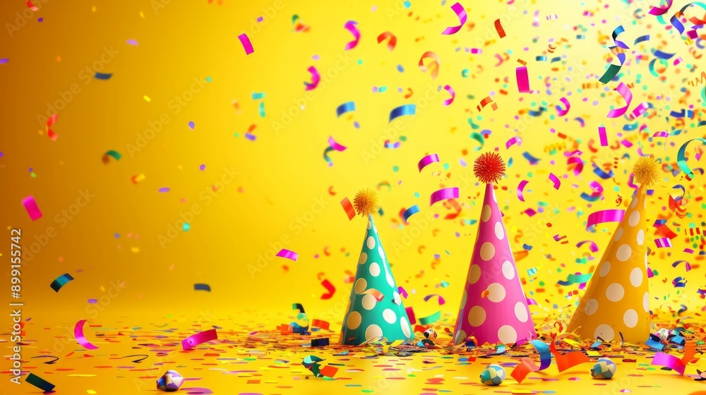 Colorful Birthday Party Confetti and Hats