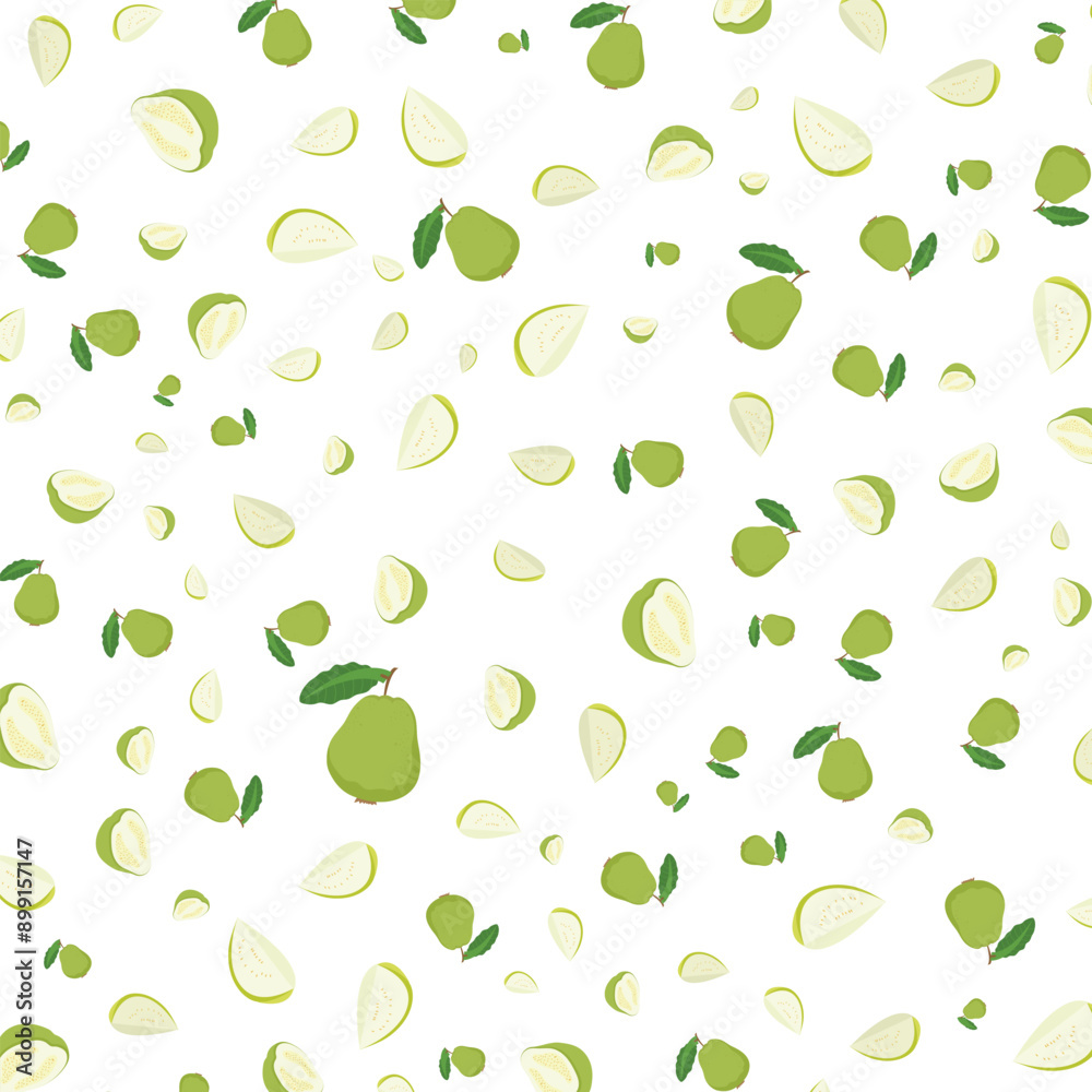 Hand drawn Guava pattern background vector design, flat illustration. Hand drawn Guava pattern background vector design, flat illustration.