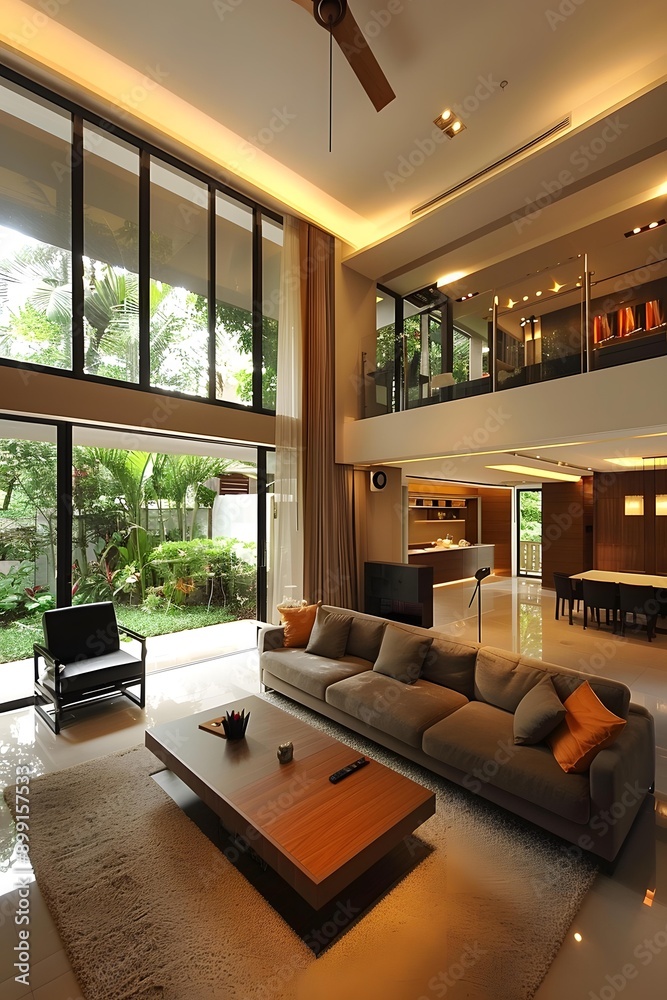 Modern Living Room Design with Large Windows and Natural Light