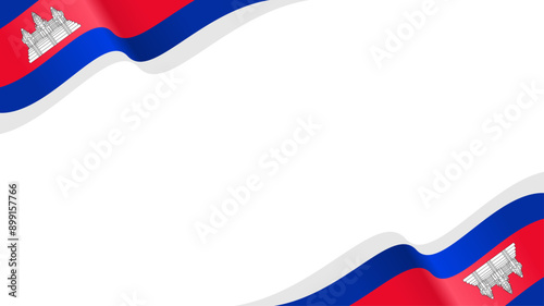 Cambodia flag wave isolated on white background. for national day