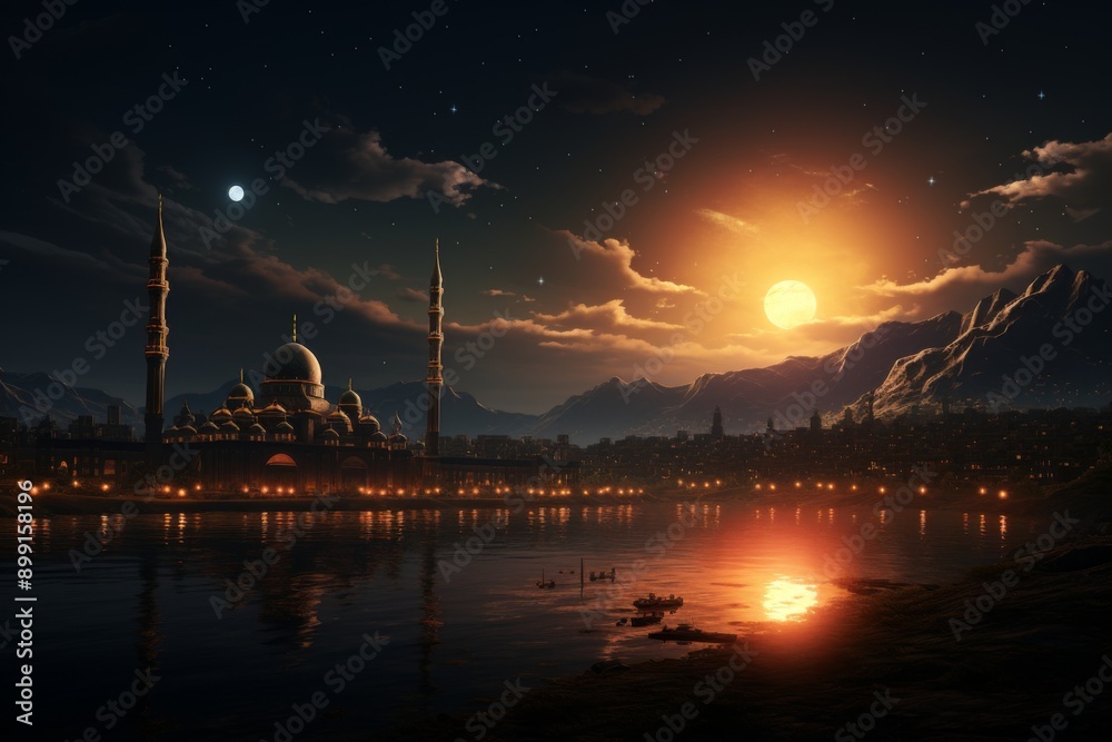 Mosque by the Water at Sunset Mosque by the Water at Sunset