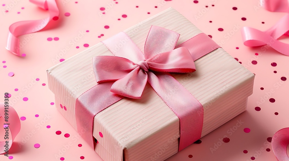 Gift box with a bow on a colored background Gift box with a bow on a colored background