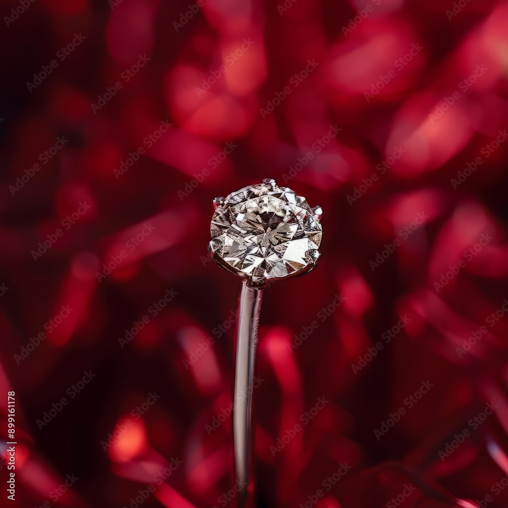 A Diamond Ring on a Red Background A Diamond Ring on a Red Background