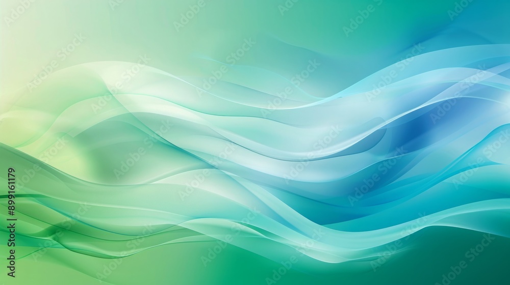Fototapeta premium Abstract Blue and Green Wave Background - Minimalist Art