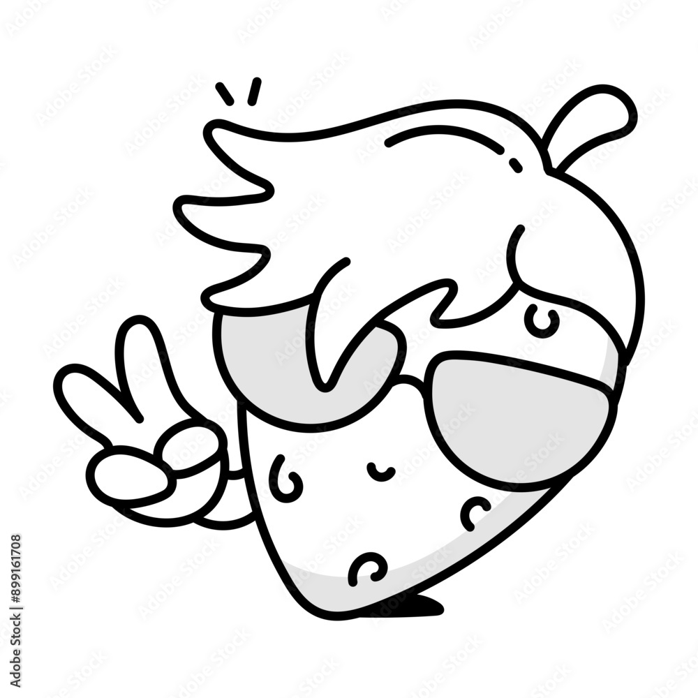 Cool strawberry doing victory sign, doodle icon
Cool strawberry doing victory sign, doodle icon