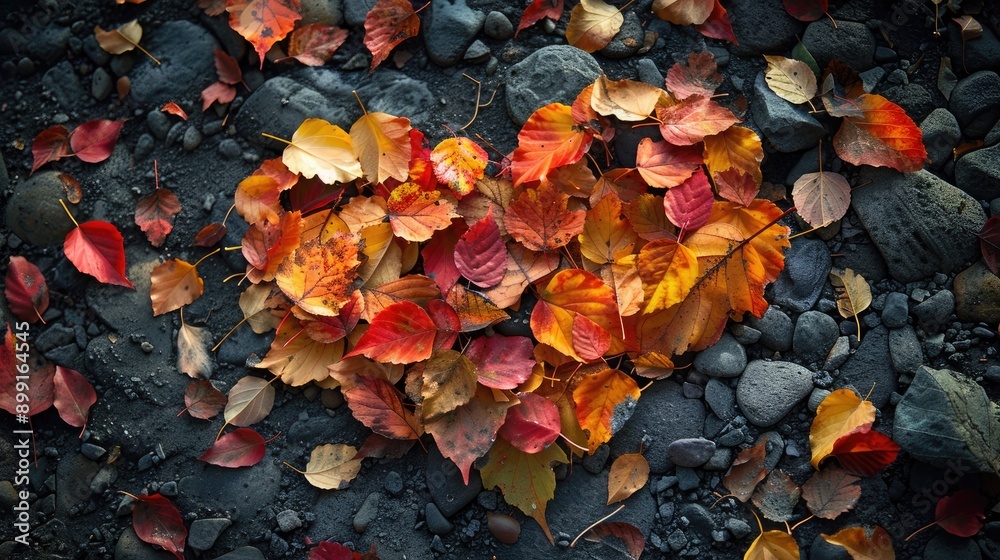 a heart shape made out of autumn leaves a heart shape made out of autumn leaves