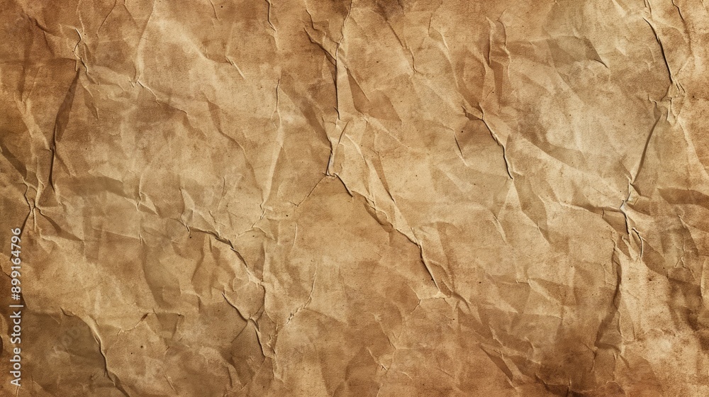 Fototapeta premium Crumpled Paper Texture: Vintage Brown Background