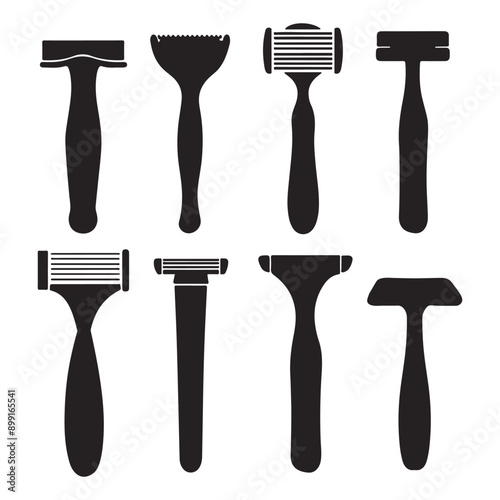 Razors black silhouette, Shaving men razor vector icon  on a white background
