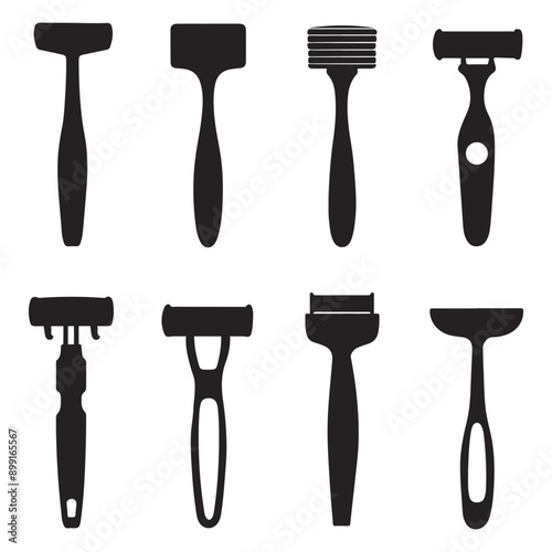 Razors black silhouette, Shaving men razor vector icon  on a white background