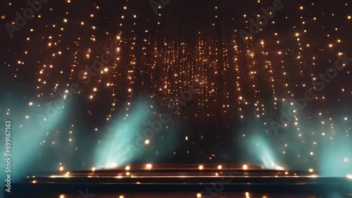 Gold lights rays scene background stage