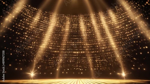 Gold lights rays scene background stage