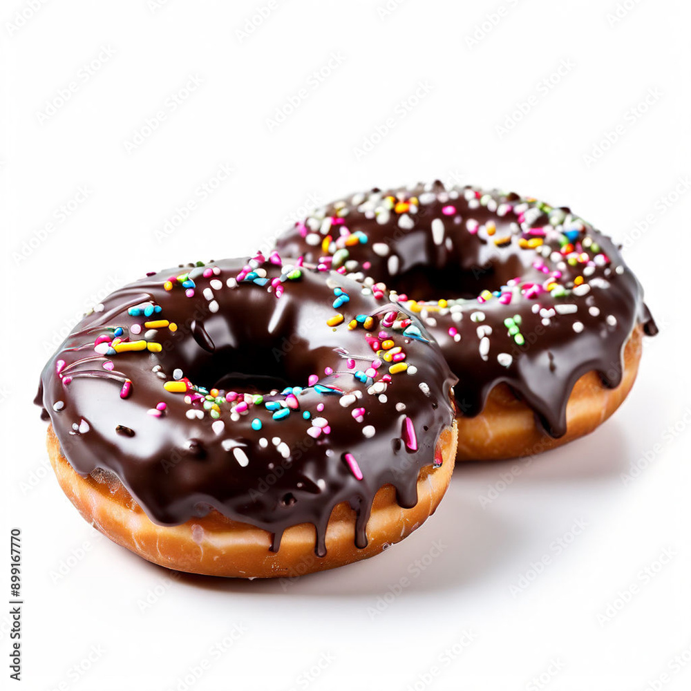 chocolate donut with chocolate icing and sprinkles on topisolated top view on white background chocolate donut with chocolate icing and sprinkles on topisolated top view on white background