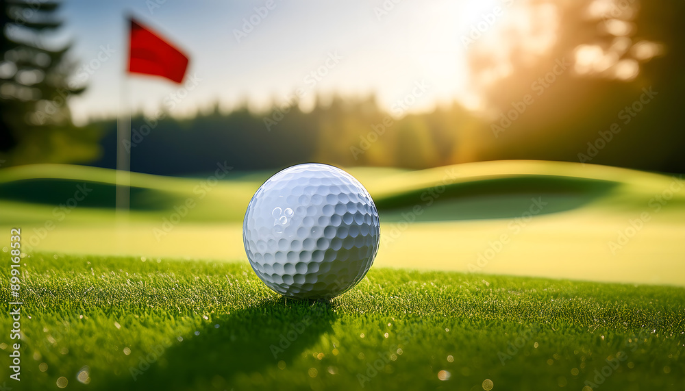 Obraz premium Golf Ball on the Green, in the Hole, and on the Course