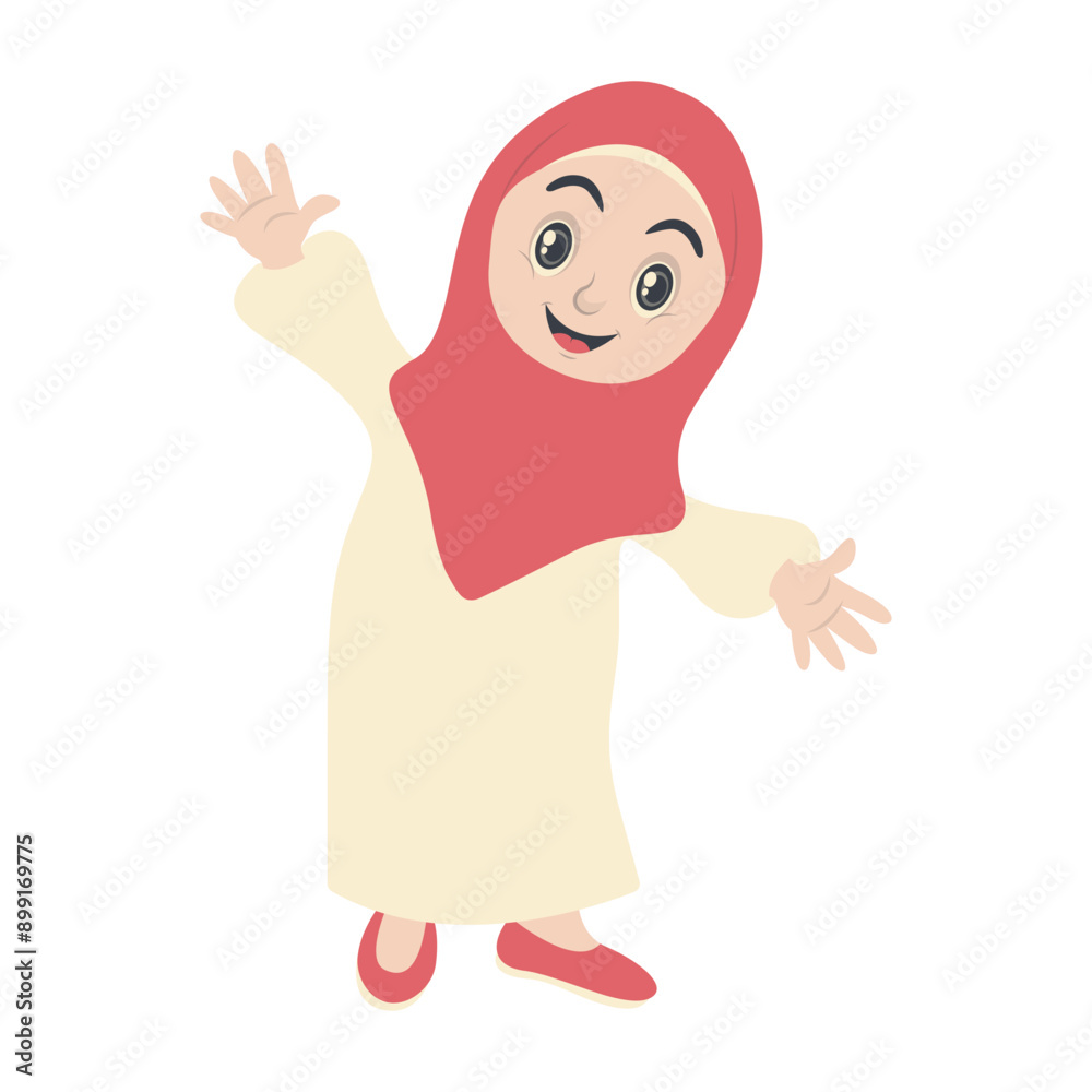 Muslim Character with Cute Cartoon Design. Flat Vector Illustration. Muslim Character with Cute Cartoon Design. Flat Vector Illustration.