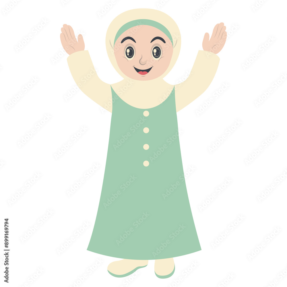 Muslim Character with Cute Cartoon Design. Flat Vector Illustration. Muslim Character with Cute Cartoon Design. Flat Vector Illustration.