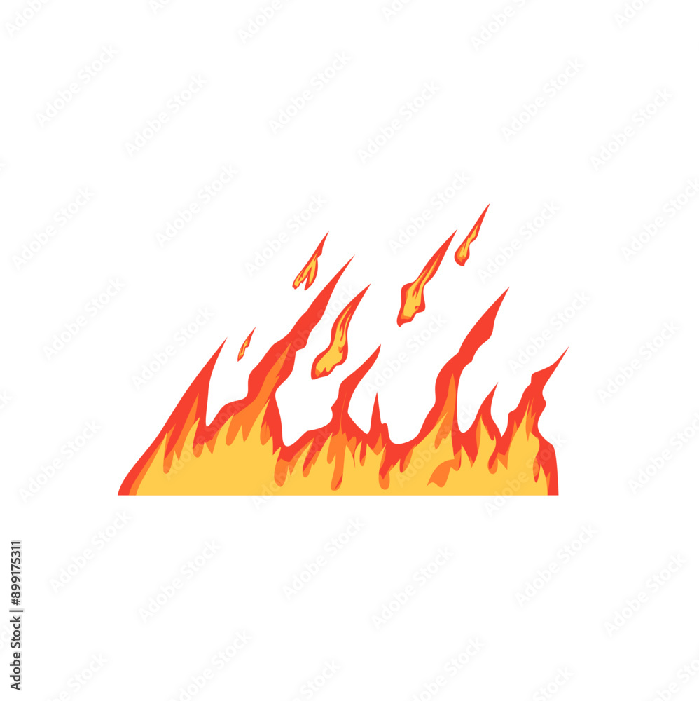 Red fire flat design vector design isolated white background Red fire flat design vector design isolated white background