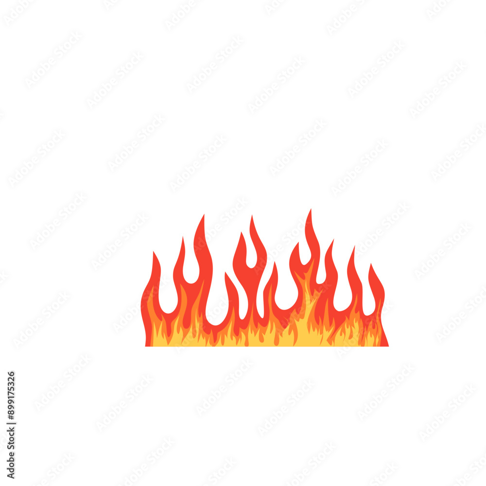 Red fire flat design vector design isolated white background Red fire flat design vector design isolated white background