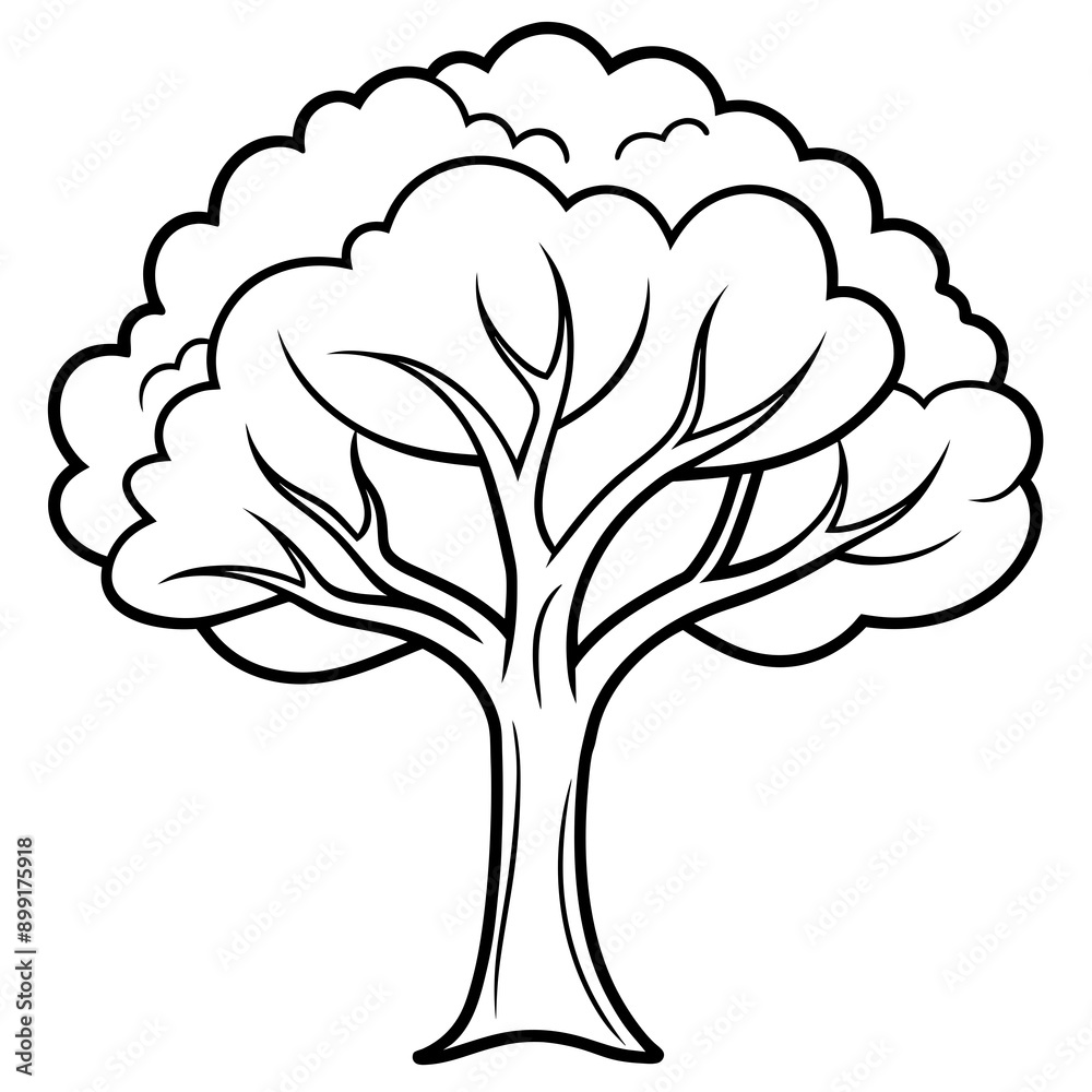 Simple Tree Line Drawing: Minimal Sketch in Side View Simple Tree Line Drawing: Minimal Sketch in Side View