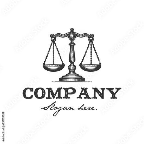 vintage logo lawyer hand drawn vector template illustration