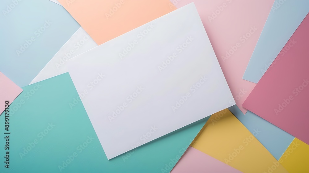 White mockup blank on geometric color pastel background White mockup blank on geometric color pastel background