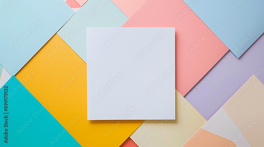 White mockup blank on geometric color pastel background White mockup blank on geometric color pastel background