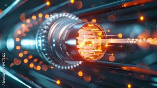 Wallpaper Mural A glowing, metallic tube with a glowing center Torontodigital.ca