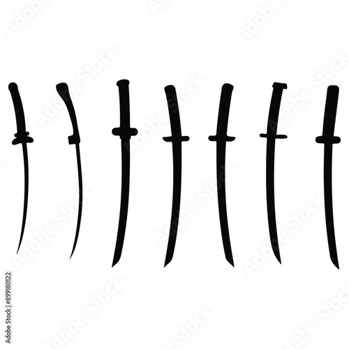 Swords and sabers silhouette set, Sabers or cavalry swords vector illustration