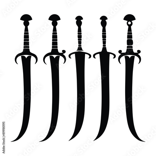 Swords and sabers silhouette set, Sabers or cavalry swords vector illustration