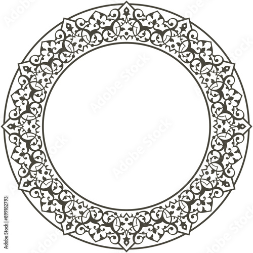 Vector illustration of circular ornament design pattern, Arabic ornament design, circle frame border, suitable for calligraphy ornaments, carvings, mosque decorations, invitations. 