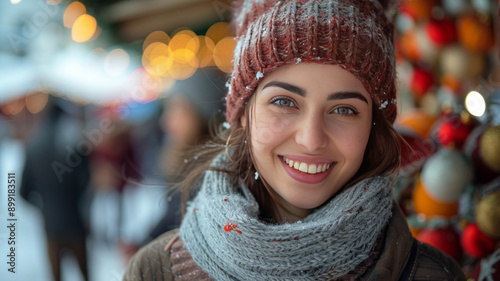 An image with people on a christmas market.generative ai