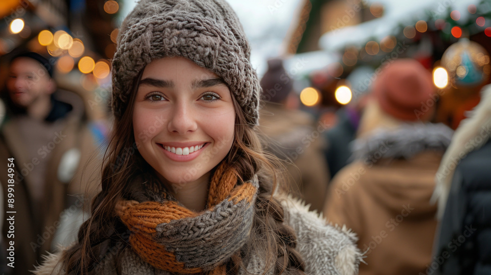 christmas market at Vienna with people smiling.generative ai christmas market at Vienna with people smiling.generative ai