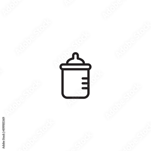 Baby bottle icon with marking. Outline symbol baby nipple for the design of children website and mobile applications. Editable icon.