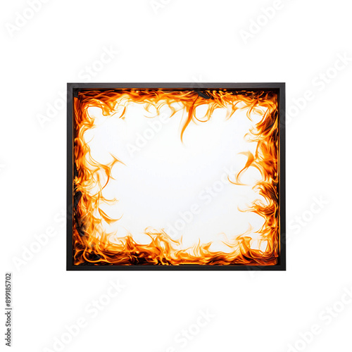 The fire frame is a black square box on a plain white background. Artificial Intelligence Generated