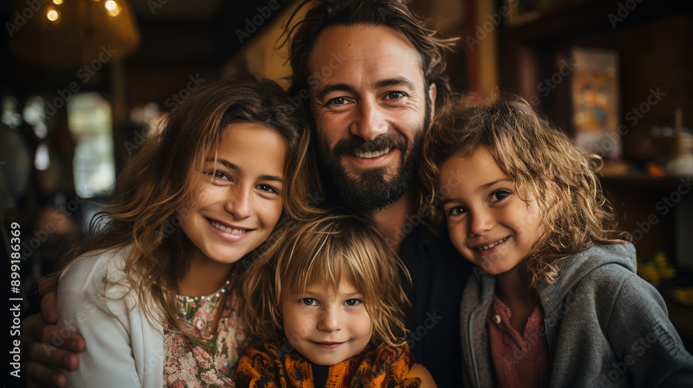 Portrait Of Smiling Family Relaxing On Seat At Home Portrait Of Smiling Family Relaxing On Seat At Home